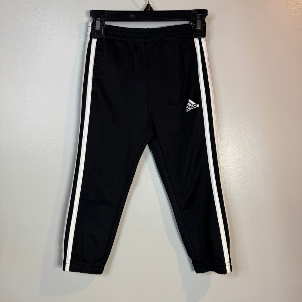 Adidas Track Pants Kids 4T Black and White Stripes Joggers activewear athletic